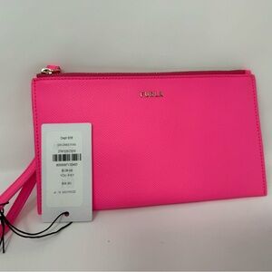 Furla Neon Pink Wristlet Clutch